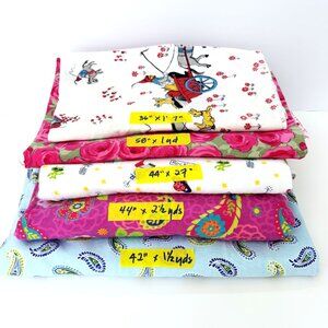 Bunde of Flannel Fabric Lot Roses Paisley Spaceships Cotton Over 6 Yds!